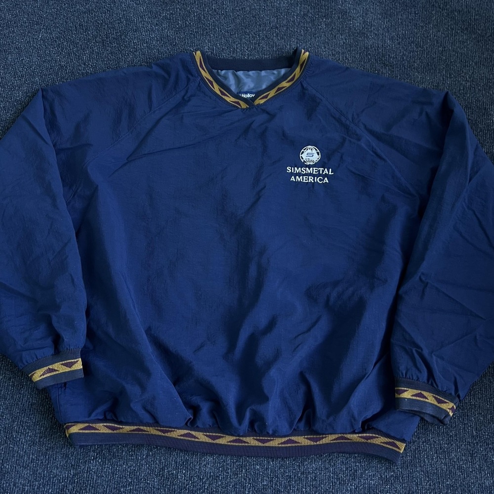 Holloway Jacket Mens‎ XL Blue V Neck Windbreaker Pullover Simsmetal America USA